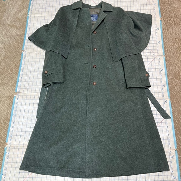 Burberry Vintage Loden Wool Alpaca Coat Austria Cape Back Belted Size 6/36 - Picture 8 of 17